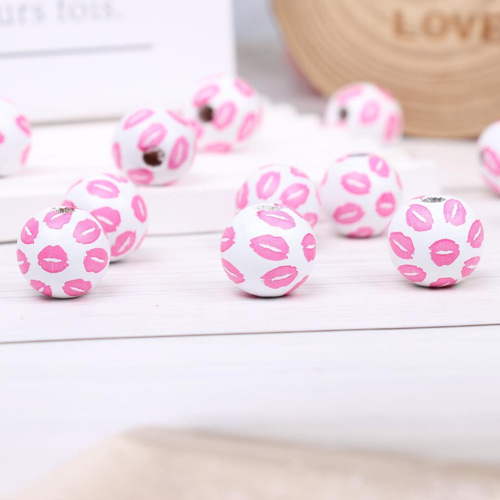 Valentine'S Day Love Wooden Beads Home Decoration Colorful Wooden Beads Wreath Accessories Diy Fringed Hemp Rope Wooden Beads String