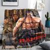 1Pc Rambo First Blood Print Flannel Blanket, High quality Comfortable for All Seasons, Home Decor, Warmth and Comfort, Perfect for Gifts