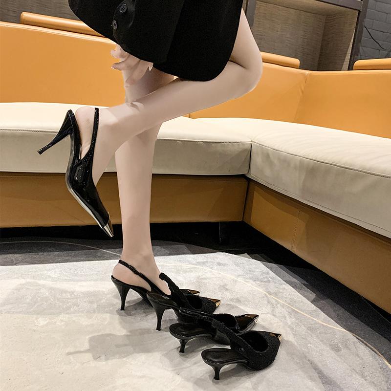 Fashion New Popular Street Style Pointed Toe Women Pumps Fashion Slingbacks Thin High Heels Elegant Stripper Prom Ladies Sandals Shoes