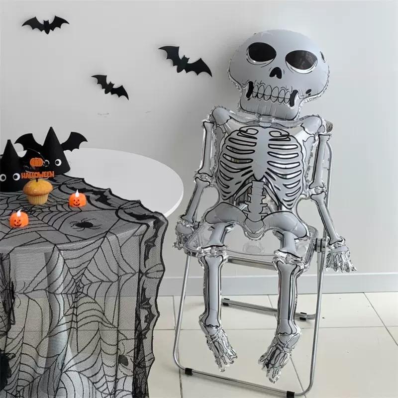 100'' Halloween Skull Balloon Giant Skeleton Foil Balloon Skeleton Birthday Party Supplies Spooky Halloween Balloons Decorations