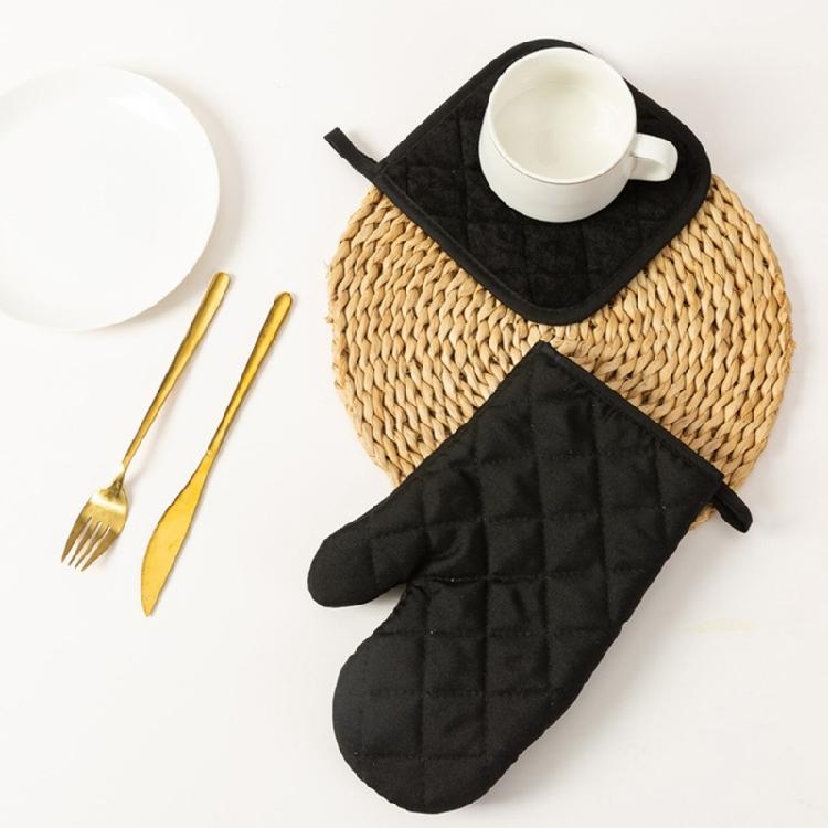 High Temperatures Resistant Kitchen Gloves And Pad Microwave Safe Pot Holder Polyester Grilling Baking Accessories