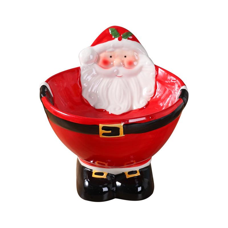 Santa Claus Ceramic Pet Bowl: Elevated Anti-Tip Design with Neck Protection for Cats and Dogs