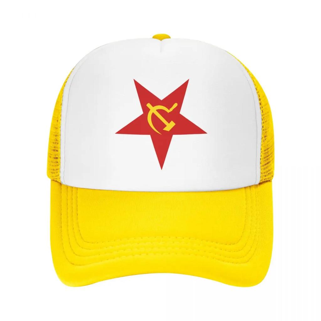 Custom Punk Soviet Union Red Star Hammer And Sickle Baseball Cap CCCP USSR Flag Trucker Hat Sun Protection Snapback Trucker Cap