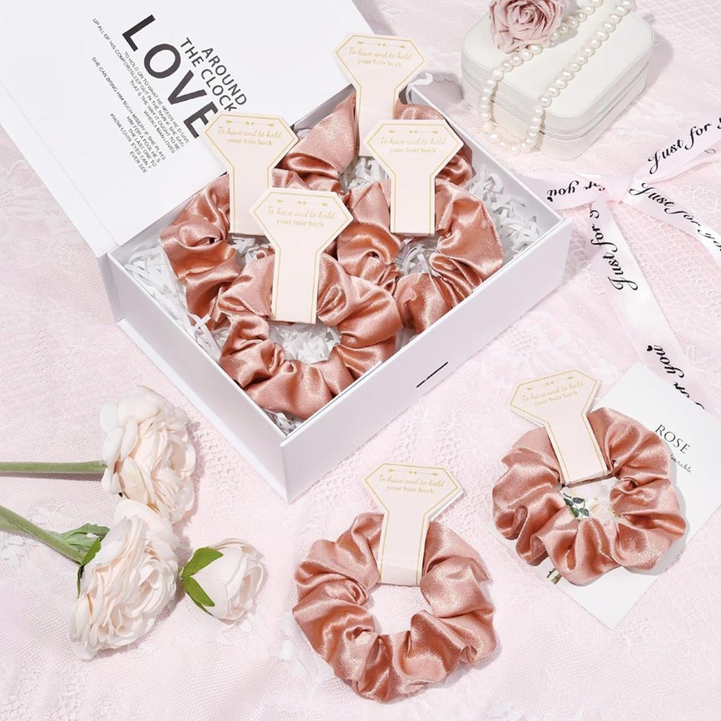 Mitation Silk Satin Hiar Bands Bridesmaid Proposal Gifts Satin Hair Ties Hair Scrunchies Bachelorette Party Favors for Wedding