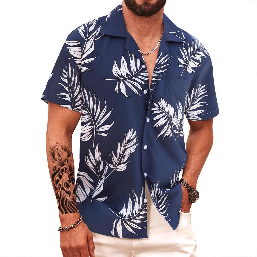 Summer Short Sleeve Flower Shirt Men'S Beach Large Size Casual 3D Digital Printing Men'S Shirt Tide