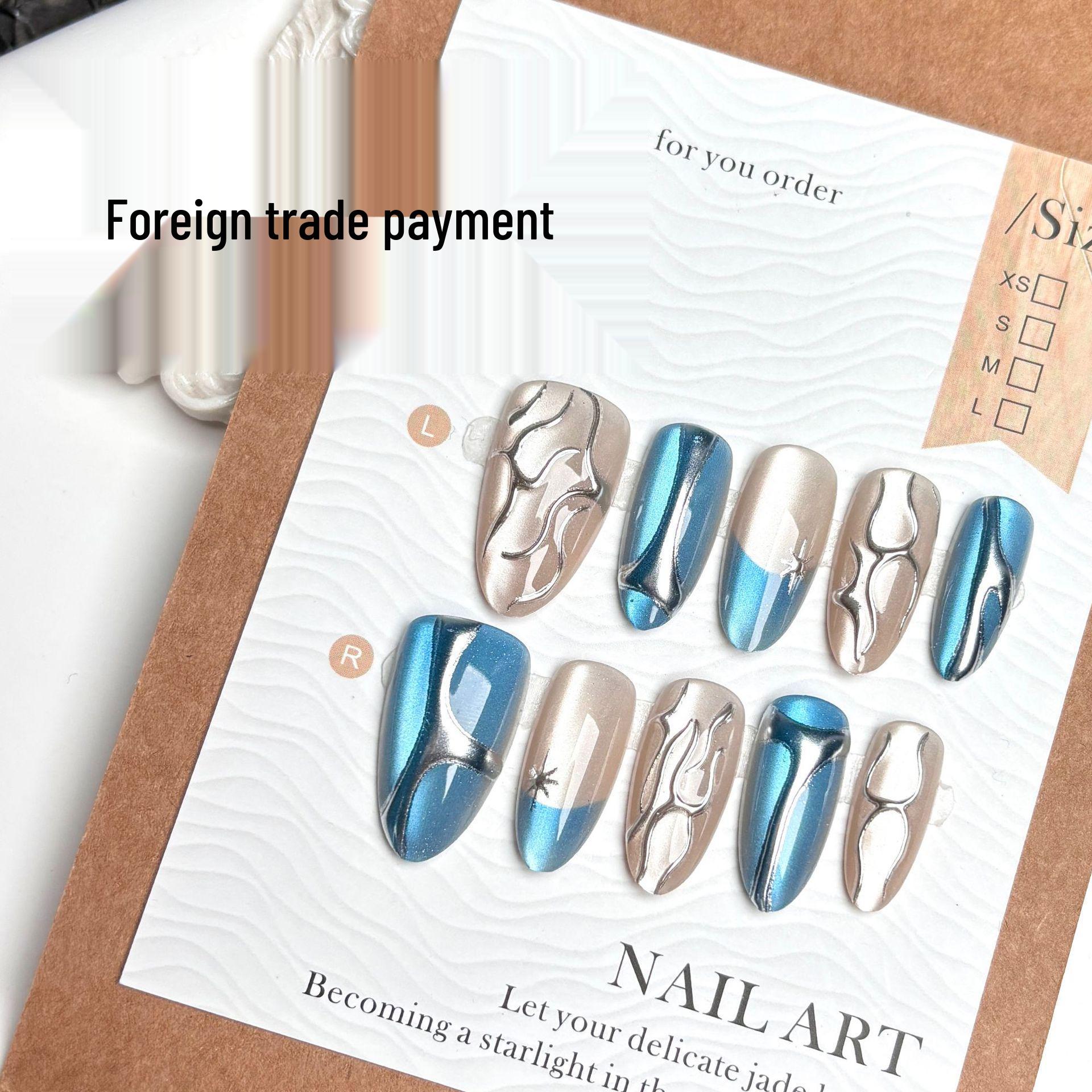 

Y2K Spicy Blue Cat Eye Long-Lasting Nail Art Patches - European & American Style