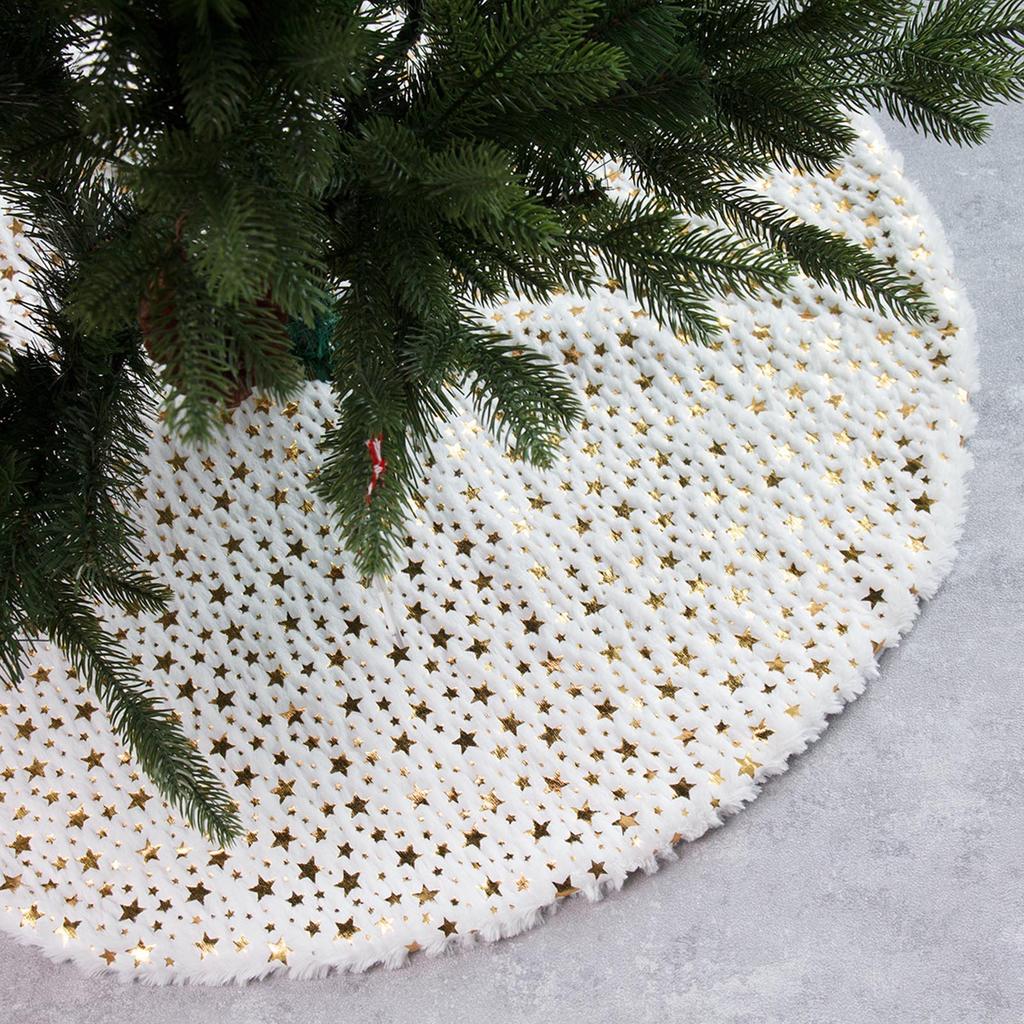 Christmas Decorations Five-star Print Plush Tree Skirt Plush Christmas Tree Decoration Christmas Tree Skirt