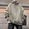 Autunno Inverno Felpa con Cappuccio da Uomo con Tasche Grandi Cappuccio Abbottonato Polsini Elastici Ampi Pullover Caldo Lunghezza Media Hip Hop Tinta Unita Top per Sport Indossare Quotidiano