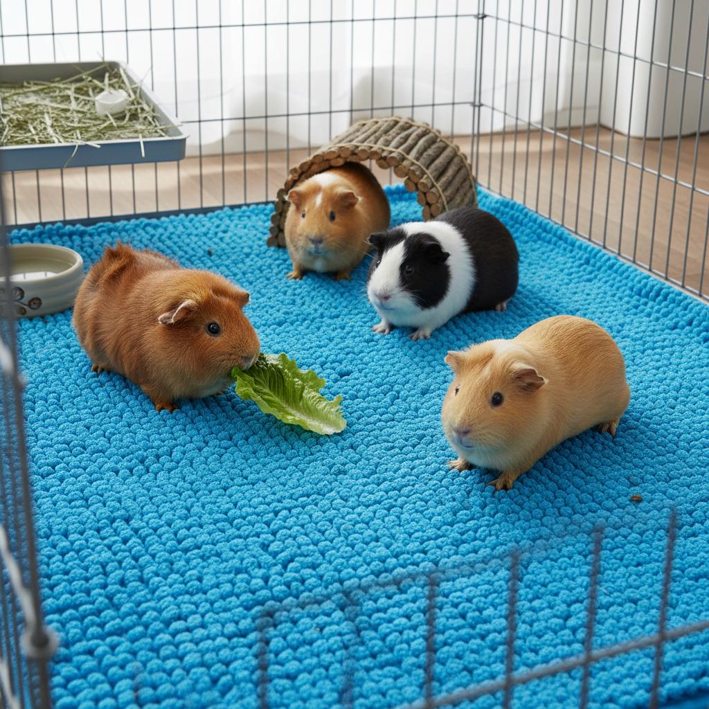 Chenille Fleece Cage Liner Pad for Guinea Pig Habitat Non Slip Washable Reusable Mat For Hamster Rabbit And Small Pets