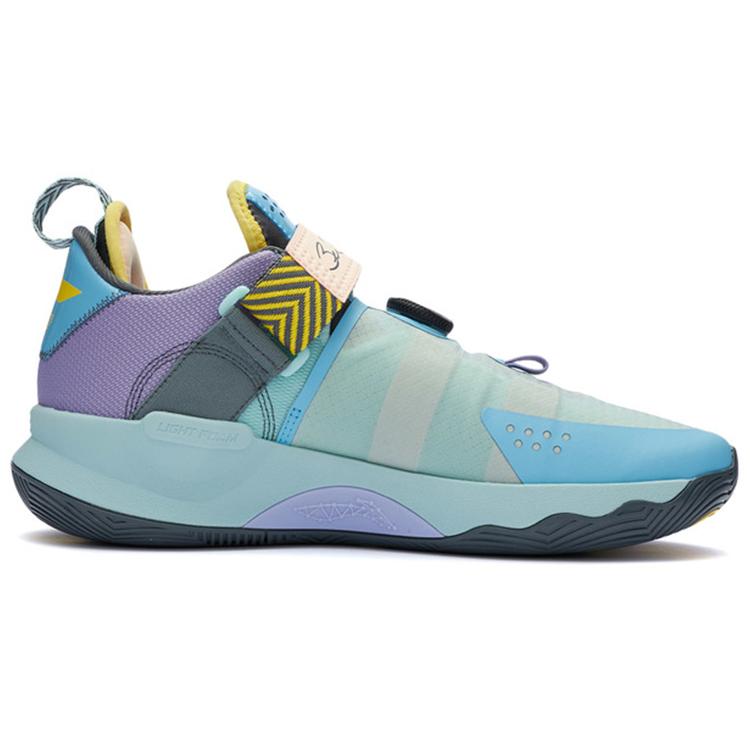 New LINING Wade Fission 7 Basketball Shoes Men Low Top Egg Shell Blue/Norway Blue/Light Blue Purple ABPR047-6