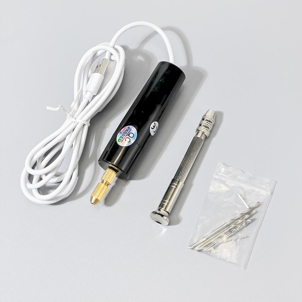 Taladro de mano eléctrico USB compacto para bricolaje, taladrado de resina epoxi y punzonado