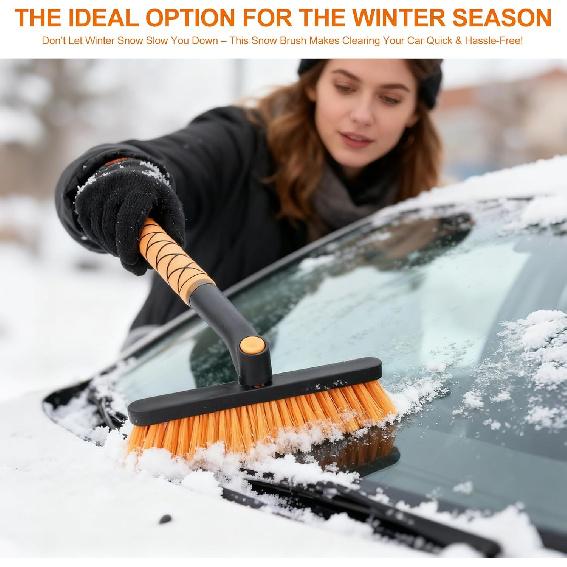 26" Snow Brush & Ice Scraper for Car Windshield and Window | 2-in-1 Winter Tool with Premium Bristles for Cars/SUVs/Trucks — Rotating Head, Heavy -