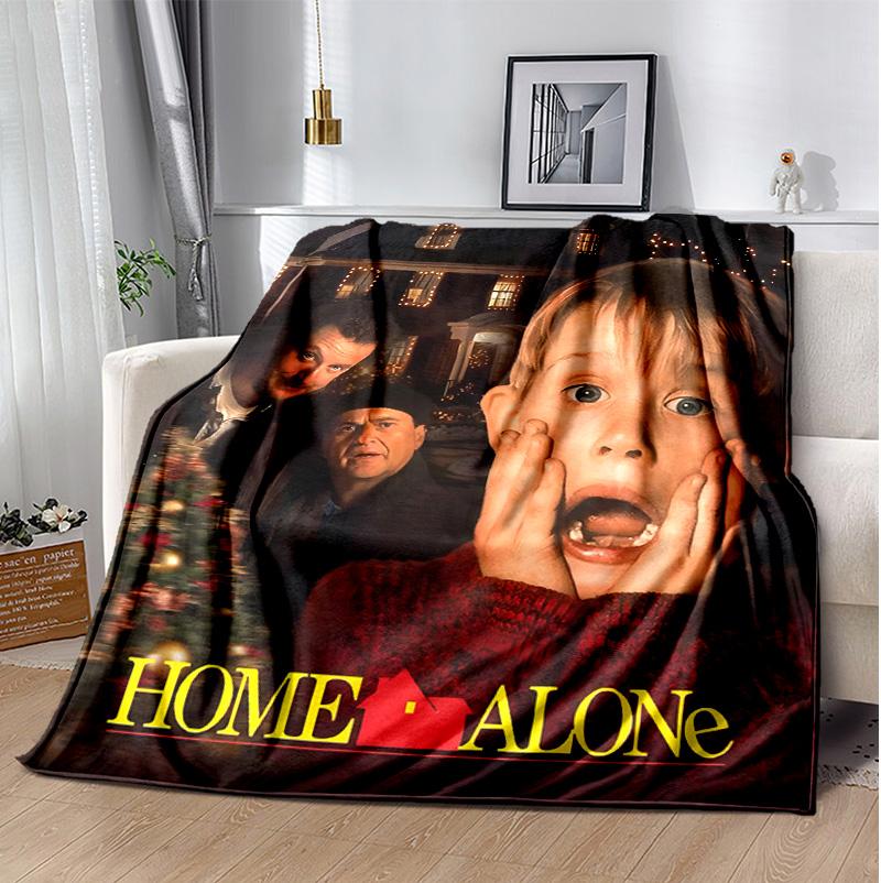 Home Alone Flannel Blanket Soft Warm All-Season Throw, Design for Camping, Car Travel, Hiking Sofa, Bed, Office Perfect Gift for Parties