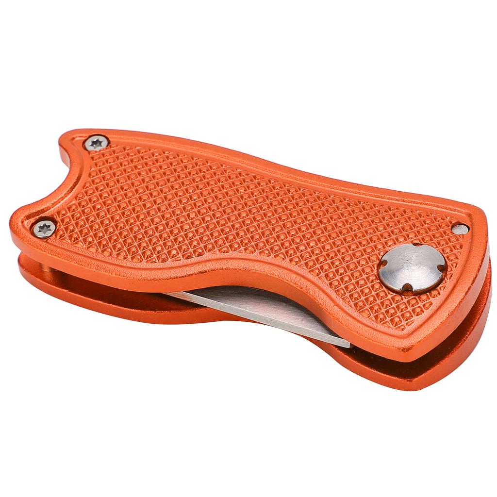 Golf Green Fork Stainless Steel Foldable Golf Divot Repair Tool with Button MagneticOrange