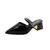 Beautiful fashion and high sense bag head half slippers women wear sandals summer with skirts high heels single shoes