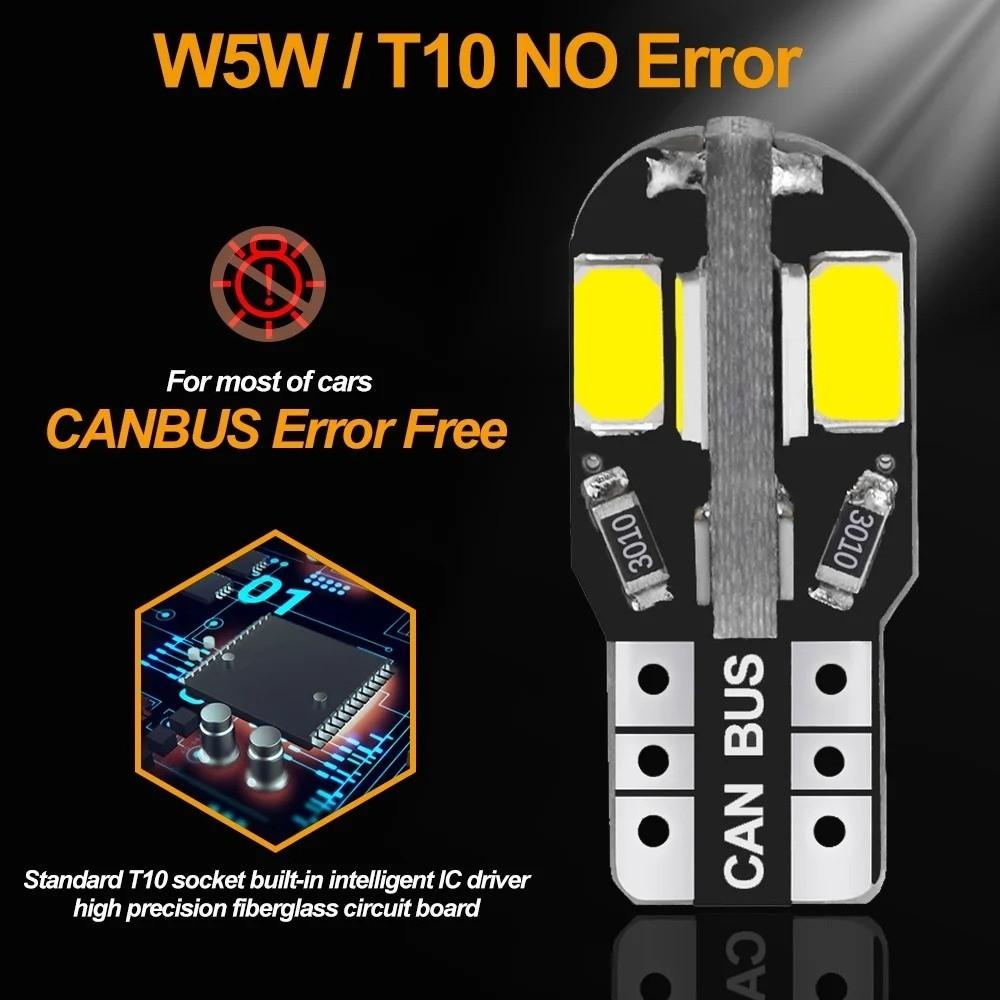 10Pcs/set Super Bright W5W T10 LED Bulbs DC 12V Auto Signal Lamp Car Interior Dome Lights Auto Bulb
