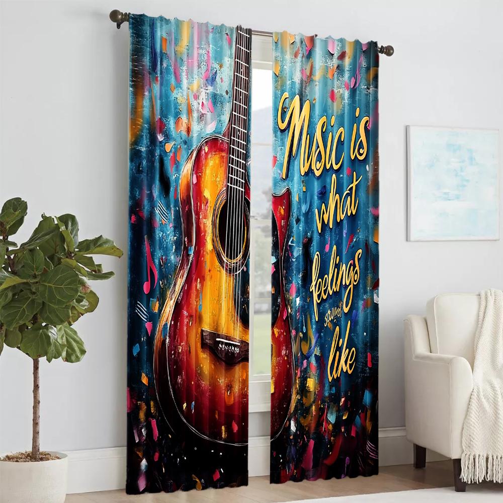 Set Of 2 Versatile Polyester Transparent Curtains Home Decoration Italian Music Festival Use Bedrooms Living Rooms Curtain Perfect For Area