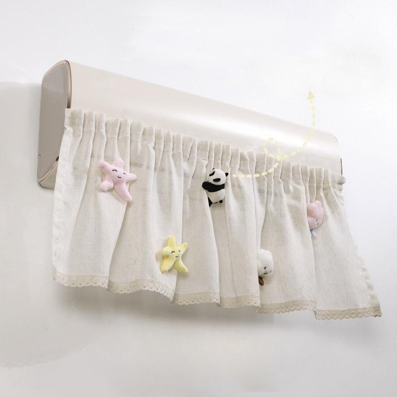 1Pc INS Cute Plush Doll Deco Windbreak Curtain for Air Conditioner Summer Cover Prevent Direct Blowing Cloth Bedroom Decoration