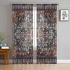 Retro Medieval Turkish Pattern Tulle Curtains For Living Room Kitchen Decoration Chiffon Window Treatments Voile Sheer Curtain