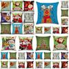 Happyspree Happy Christmas Pillow Cases Stylish Flax Sofa Cushion Covers For Festive Decor