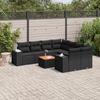 VidaXL Garden Lounge Set 9 Pcs with Cushions Black Wicker 3225369
