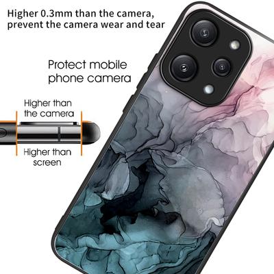 For Xiaomi Redmi 12 5G (Global)/Poco M6 Pro 5G Phone Case Marble Pattern Tempered Glass Back Cover