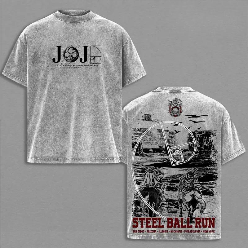 

JoJo s Bizarre Adventure Gyro Johnny Printed Tee Men Women Washed Cotton T-shirts Manga Vintage T Shirt Harajuku Male Tshirt XXL сірий колір