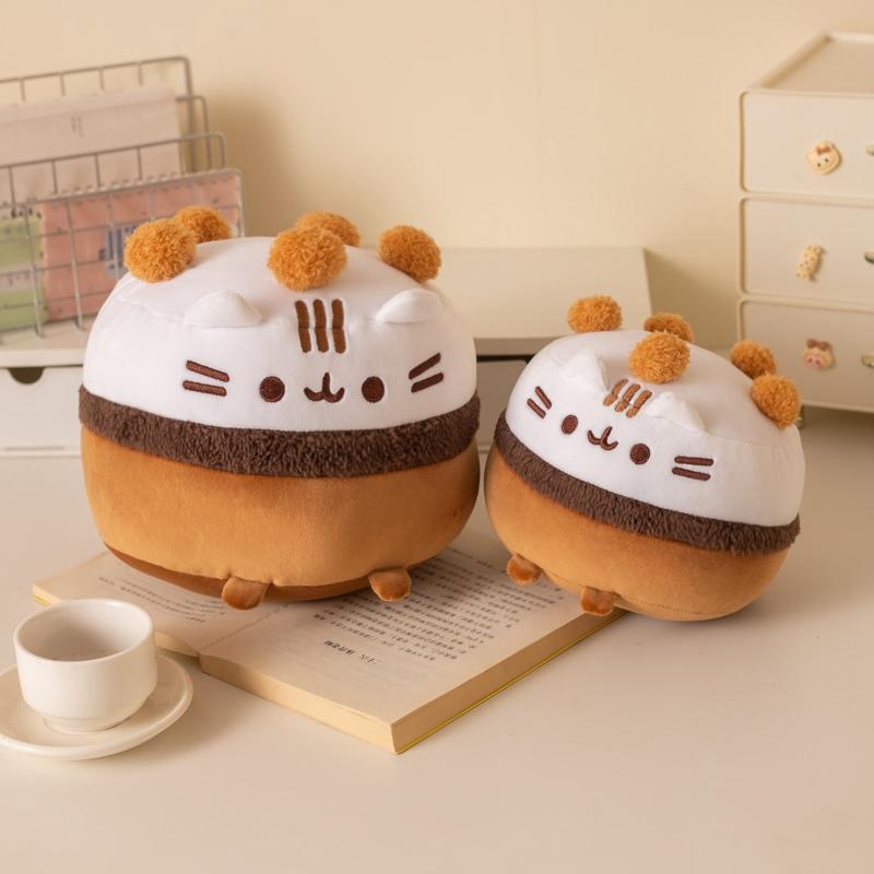 Kawaii Chocolate Ice Cream Fat Cat Plush Toy Stuffed Animal Pillow Ice Cream Cat Creative Gift Kids Birthday Gifts Sofa Decor