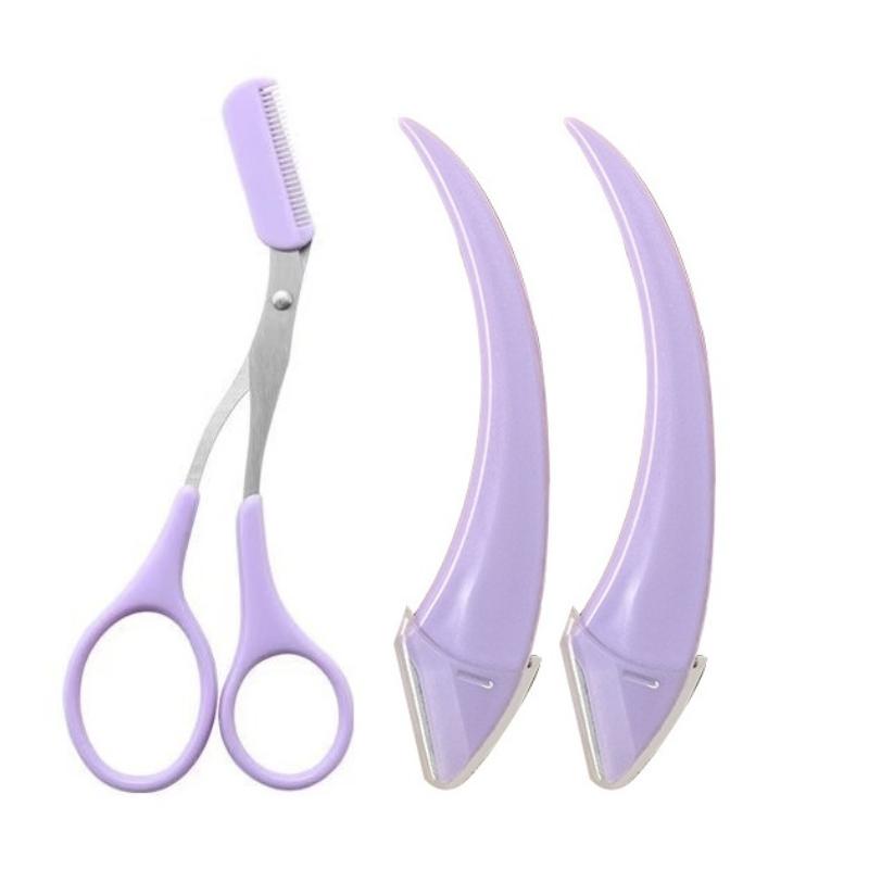 3pcs Eyebrow Trimming Set Curved Eyebrow Scissors With Grooming Tools Creating Perfect Eyebrows