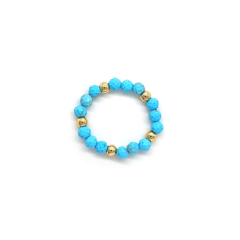 Vlen Boho Stackable Rings for Women Dainty Natural Stone & Gold Beaded Stacking Rings Minimalist Bohemian Jewelry Daily Gifts