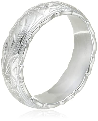 Aloha Lokahi Hawaiian Jewelry Ring, Surgical Stainless Steel, Double Cutout Scroll, Plumeria, Honu, Stainless Steel Silver, Size 7