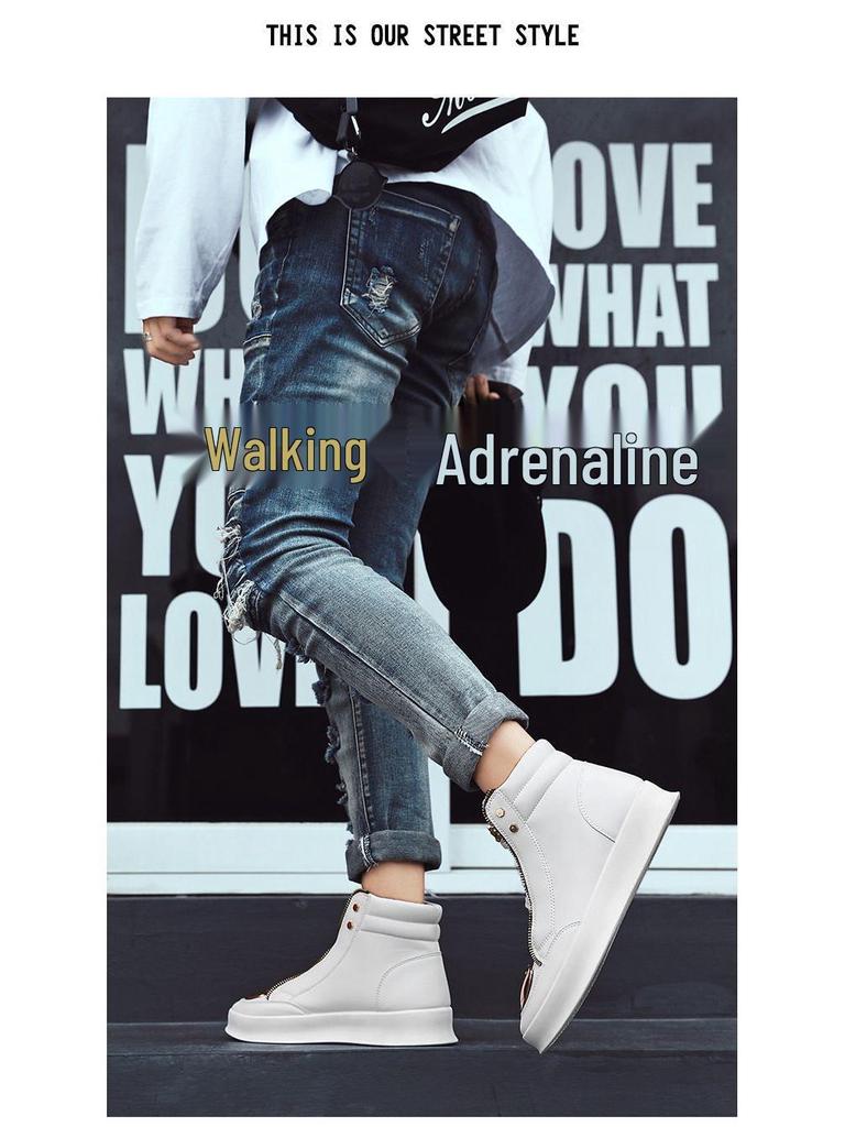 2025 Autumn/Winter Men's High-Top Martin Boots Leather Sneakers Korean Style Casual Street Dance Trend