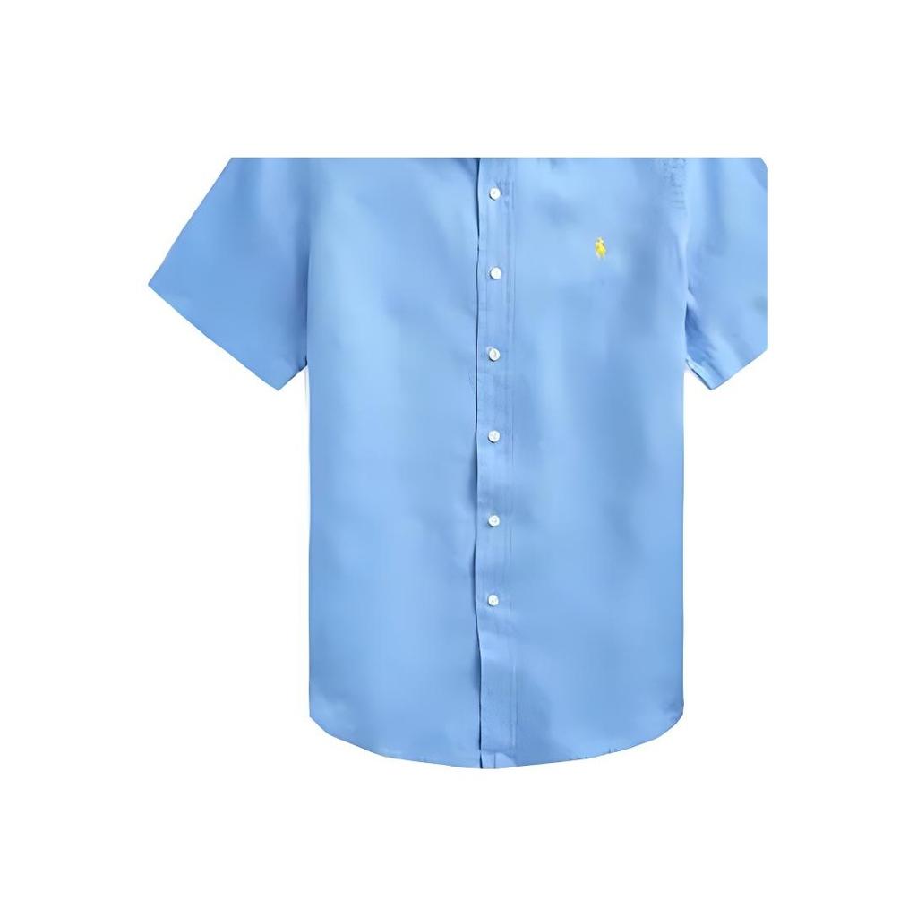 Polo Ralph Lauren Ss23 Solid Color Logo Embroidered Single-Breasted Shirt Men shirts Light-Blue 710866964-007