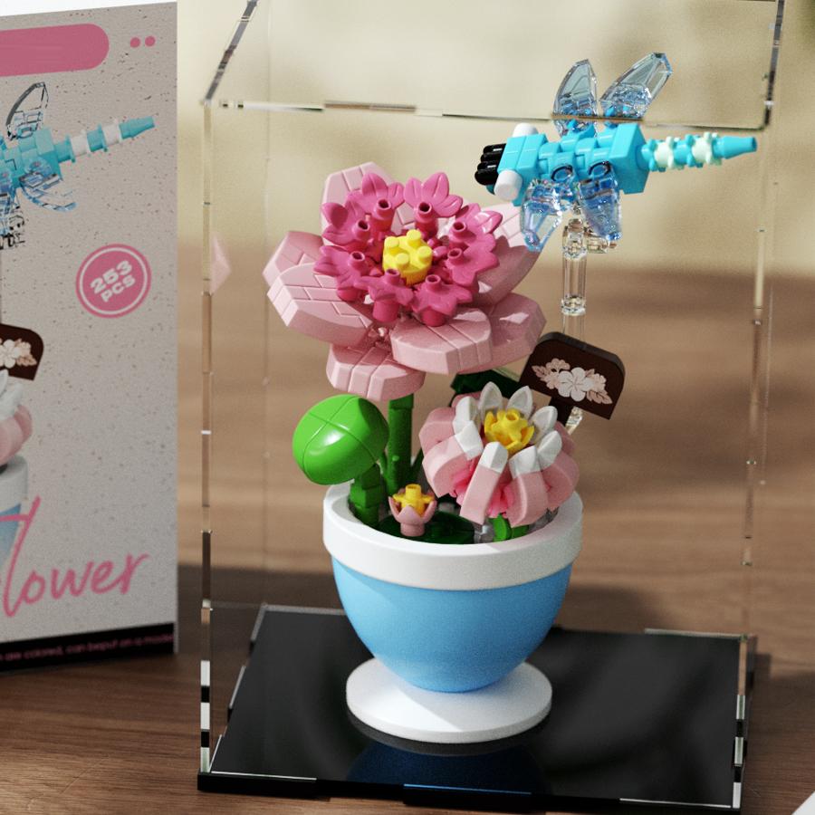 Flower Pot Building Blocks Flowers Insect Series Diamond Bricks Kids Toys Bee Butterfly Dragonfly Garden Toys Decorations