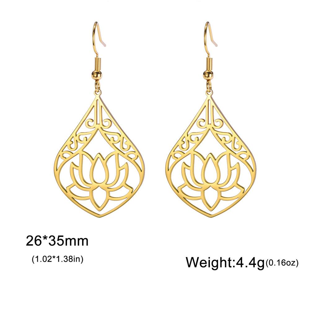 My Shape Hollow Lotus Drop Earrings for Women Stainless Steel Flower Dangle Earring Yoga Buddhism Jewelry Gifts Amulet Wholesale
