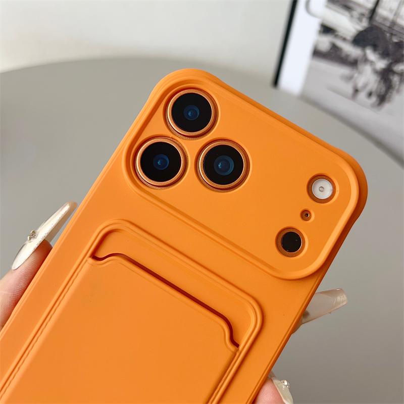 Candy Color Card Slot Holder Wallet Soft Case For iPhone 17 Air 16 15 14 Plus 13 12 11 17 Pro Max Shockproof Silicone Back Cover