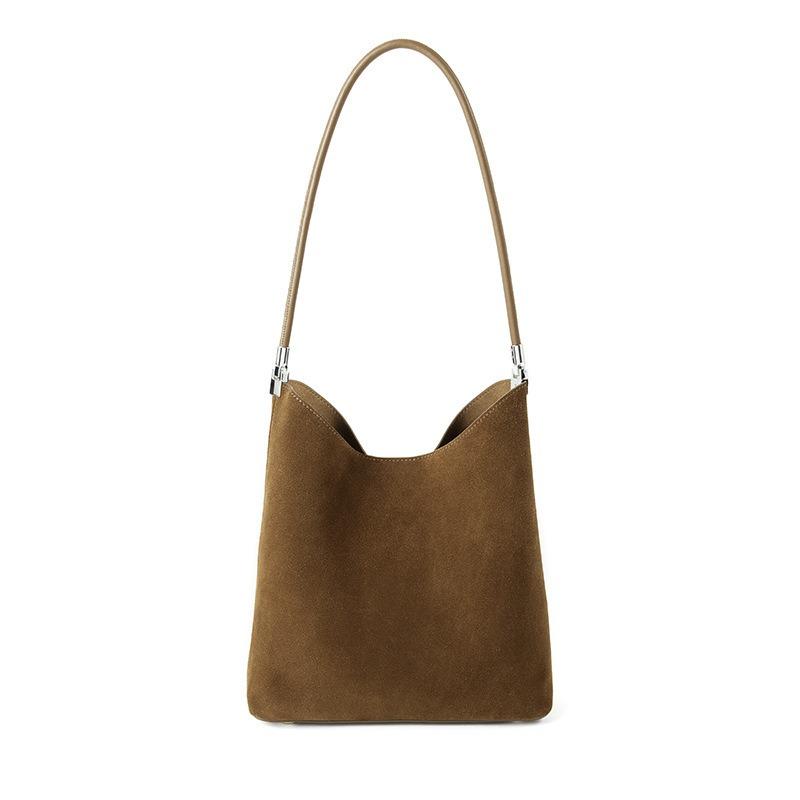 Hot-selling Bags Women's Autumn and Winter New High-mercerized Matte Cowhide Bucket Bag Retro Commuter Shoulder Bag