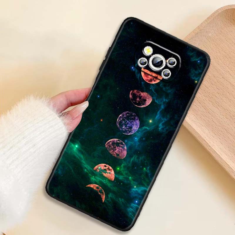 Cosmic Starry Sky Pattern Phone Case For Xiaomi Mi Poco F3 F4 F5 F6 X3 X4 X5 X6 X7 M3 M4 M5 M6 M7 GT Pro 5G Black