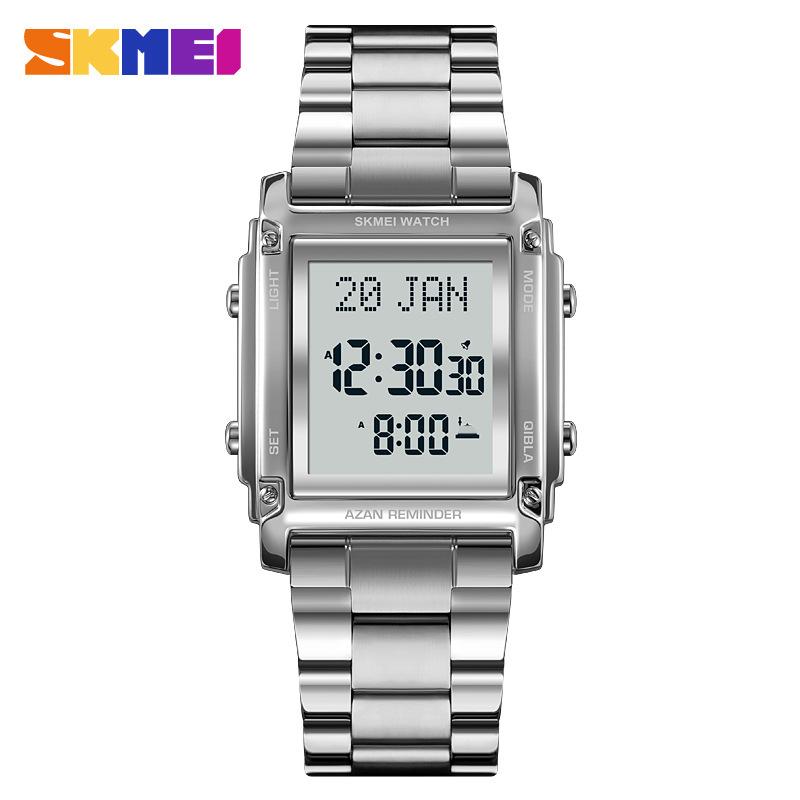 

Часы Moment US Square для мужчин Закладка Направления Советы Многофункциональные электронные часы Электронные часы серебряный