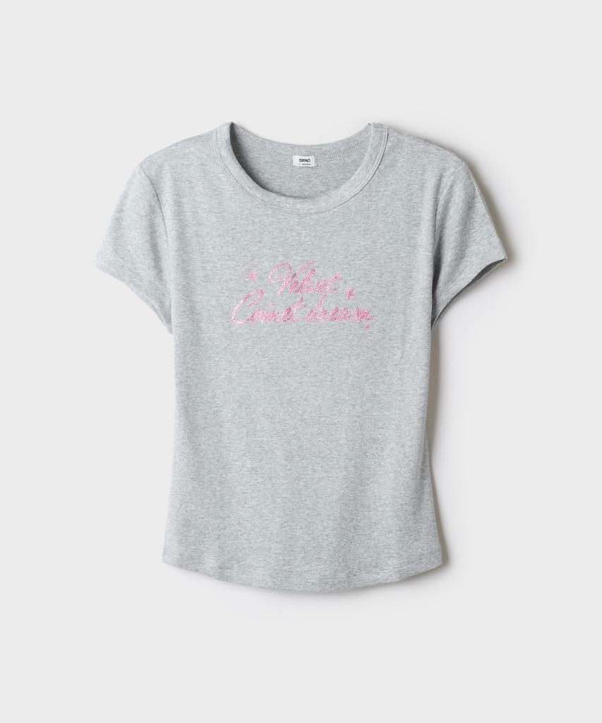 Seupao Glitter Typography Short Sleeve T-Shirt_Sprpg37G63