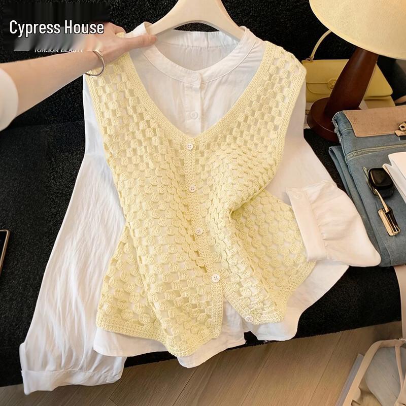 Sibaisha Women s Hollow-Out Pure Cotton Knit Vest One Size