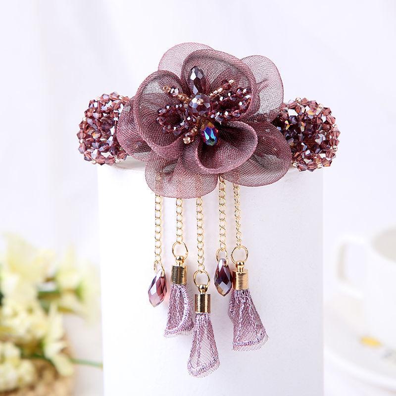 Acrylic Butterfly Tassel Hair Clip - Retro Flower Top & Ponytail Spring Clip