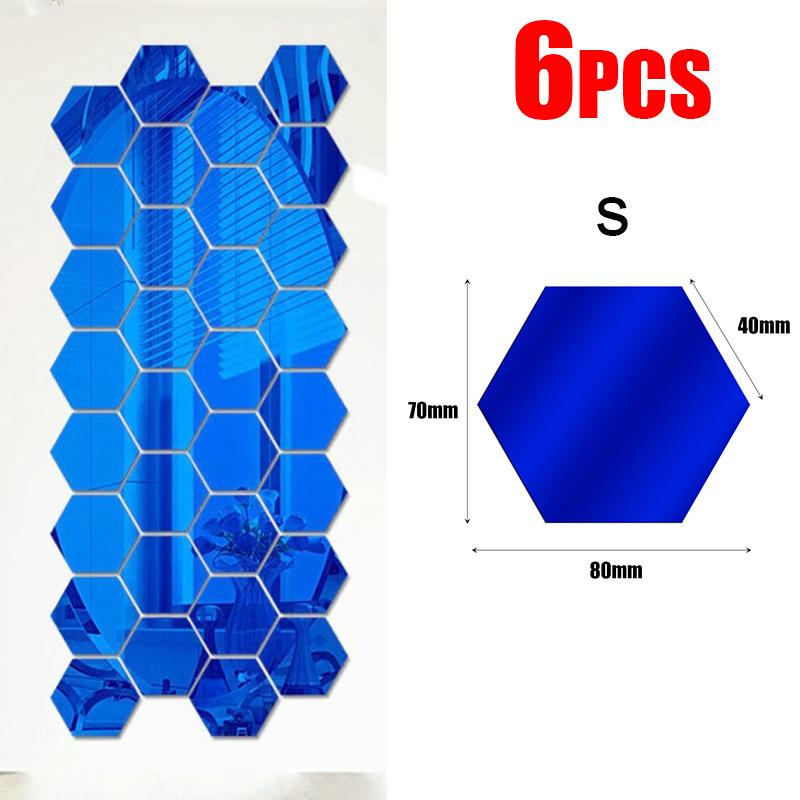 3D Hexagon Mirror Wall Stickers DIY Wall Mirrors Sticker Removable Self Adhesive Aesthetic Mosaic Tiles Decals Home Decoration