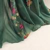 Ethnic Style Embroidered Cotton-Linen Scarf: Thin, Breathable, Fashionable Sun Protection; Wear as Head Wrap or Shawl.