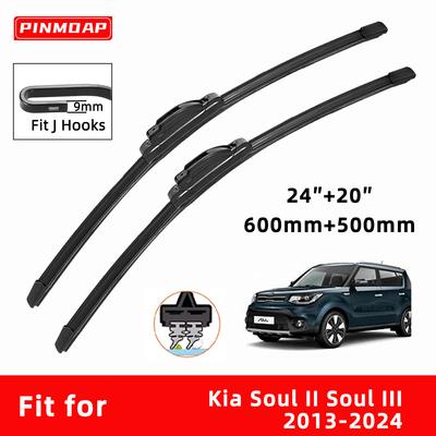 Car Wipers Double Rubber for Kia Soul II Soul III 2013-2024 Front Brushes Cutter Automobiles Parts Accessories Windscreen Wipers Wear Parts