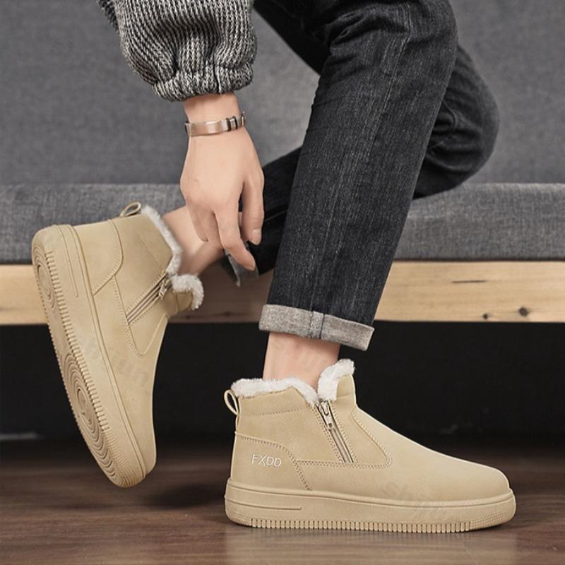 Fashion 2025 Winter New Men's Concise Casual High Top Thick Sole Snow Boots Warm Comfortable Fashion Versatile Chunky Plush Cotton Boots