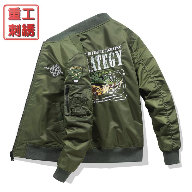 

Air Force MA1 Pilot Jacket Men s Heavy Industry Embroidered Tank Baseball Work Trendy XXXXL