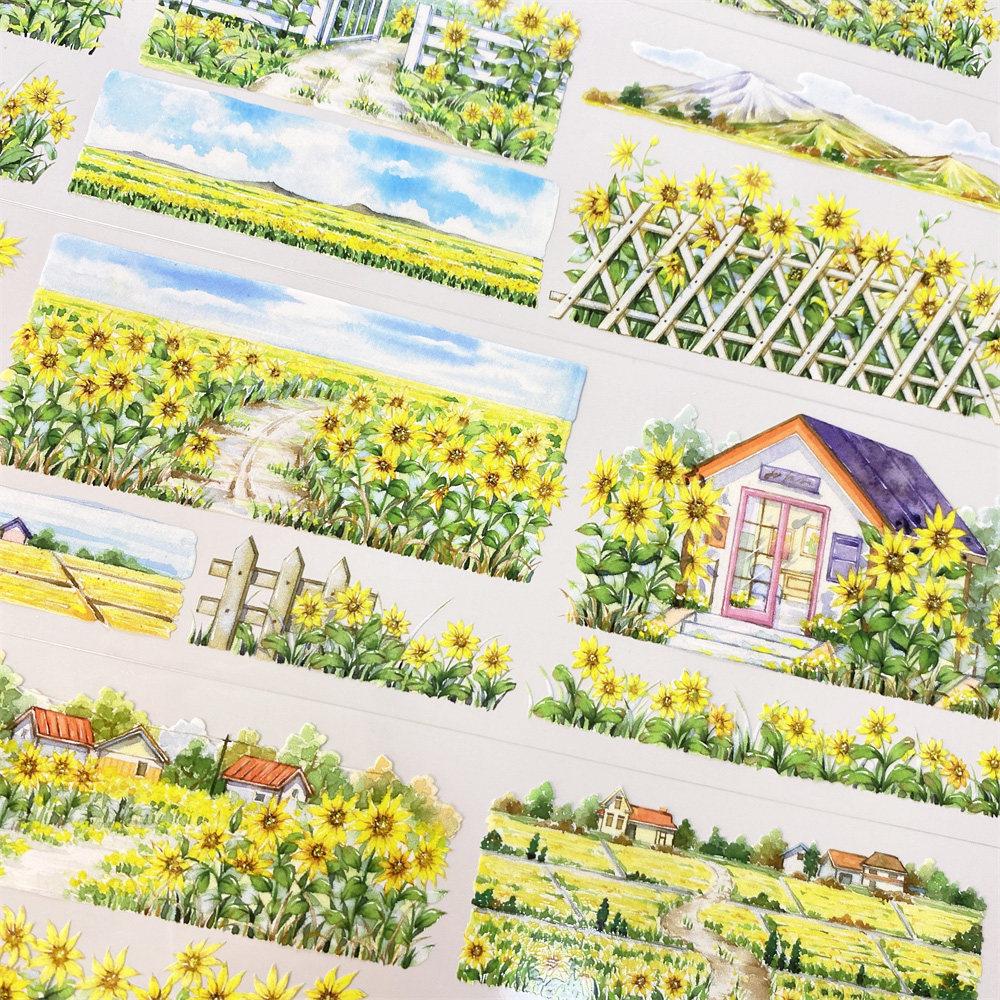 

Washi Pet Tape Journal P12 Sunrise 9999 Days Sunflower Ancient Chinese Scrapbooking Planner Sticker Card Diy Loop Sample