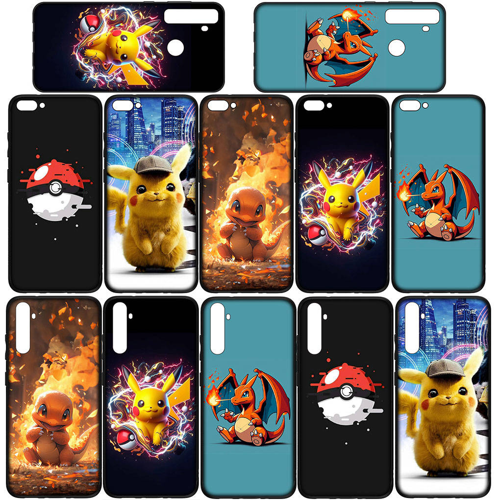Cover for iPhone 16 15 Xiaomi Redmi Note 14 13 12 11 Pro Max X 8 16e Samsung Galaxy S25 S24 S23 Moto OPPO Huawei Pokemon Pikachu Charmander Phone Case