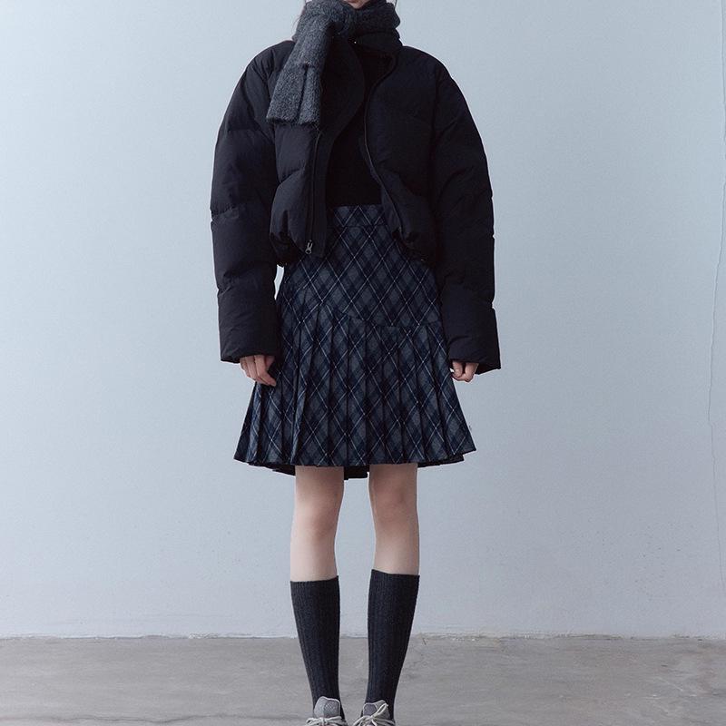 In-Stock FUSS High School Heiress Asymmetrical Plaid Pleated Skirt - 2025 Winter Collection XS
